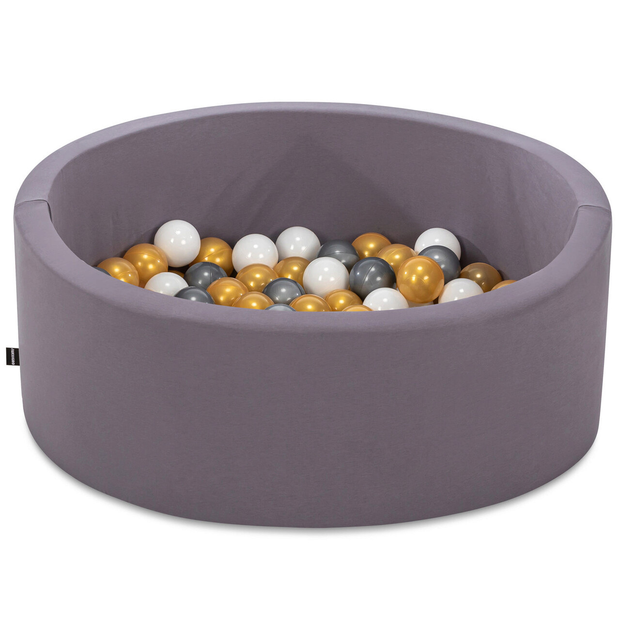 Piscina cu bile, Bubble Pops v5, 150 bile, Ø85 x 30 cm, bumbac/plastic, gri - imagine 3